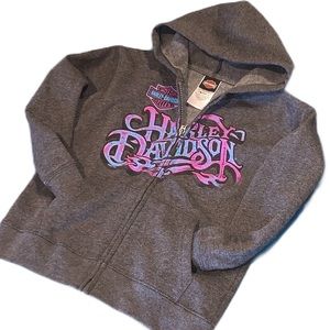 NEW! XS Harley Davidson Girls Zip Up Hooded Sweatshirt